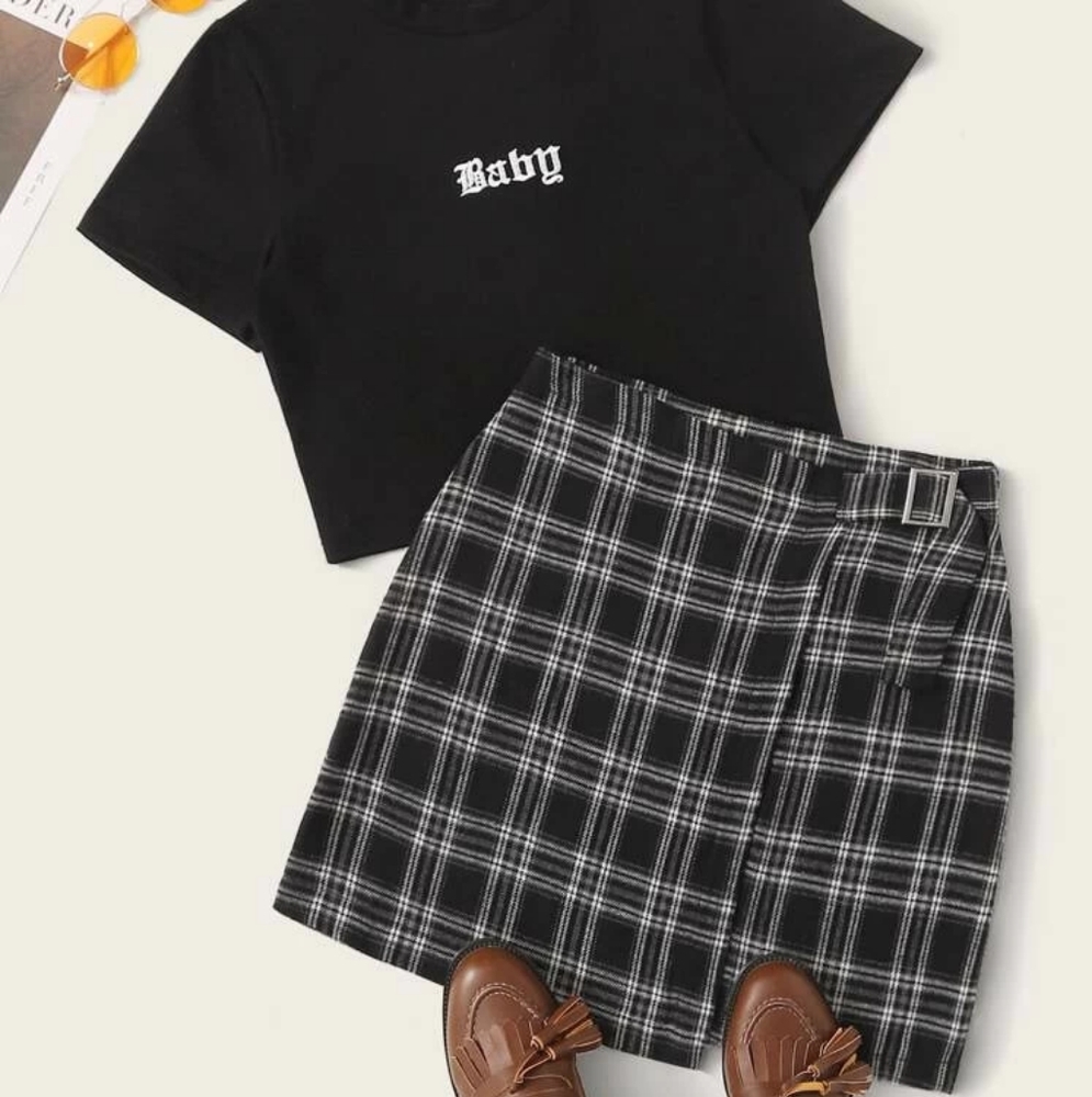 ROMWE Tartan (Plaid) Wrap Skirt